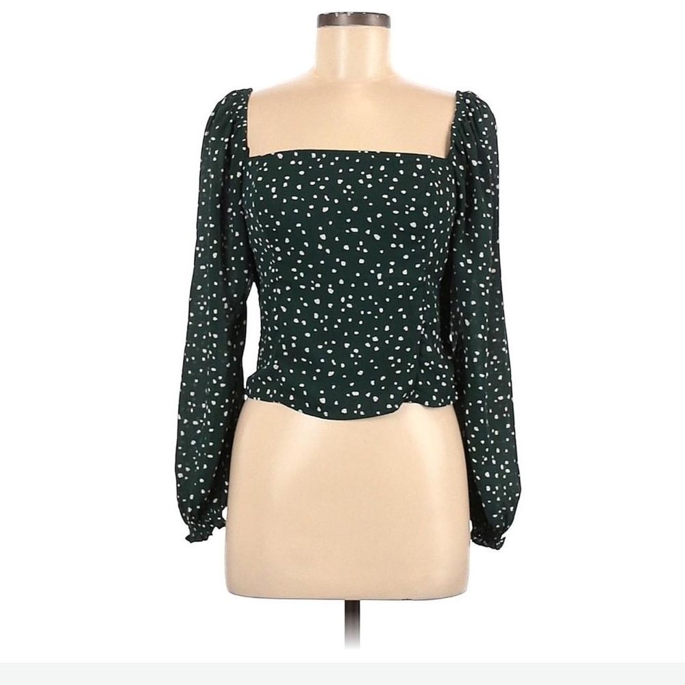 EUC Abercrombie Green Polka Dot Square Neck Top